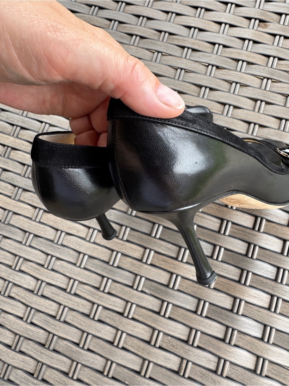 Vintage Jimmy Choo Black Leather Peep Toe Mary Jane Heels Pumps Size 36,5 - Picture 8 of 15